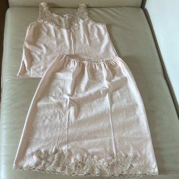 Eve Stillman Vintage Pale Pink + Lace Nightgown/Slip Petite S